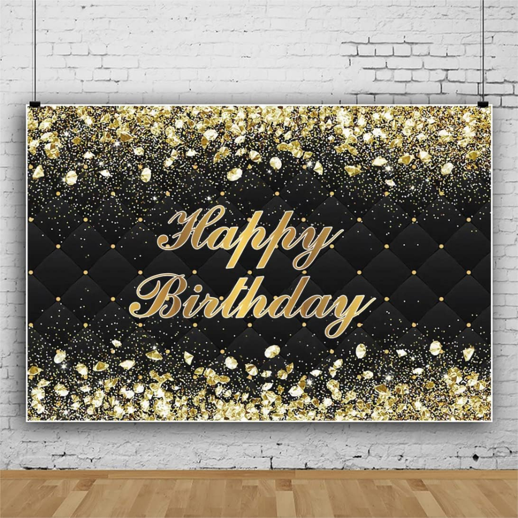 5x3ft Happy Birthday Backdrop Banner for Photoshoot Gold Diamonds Royal ...