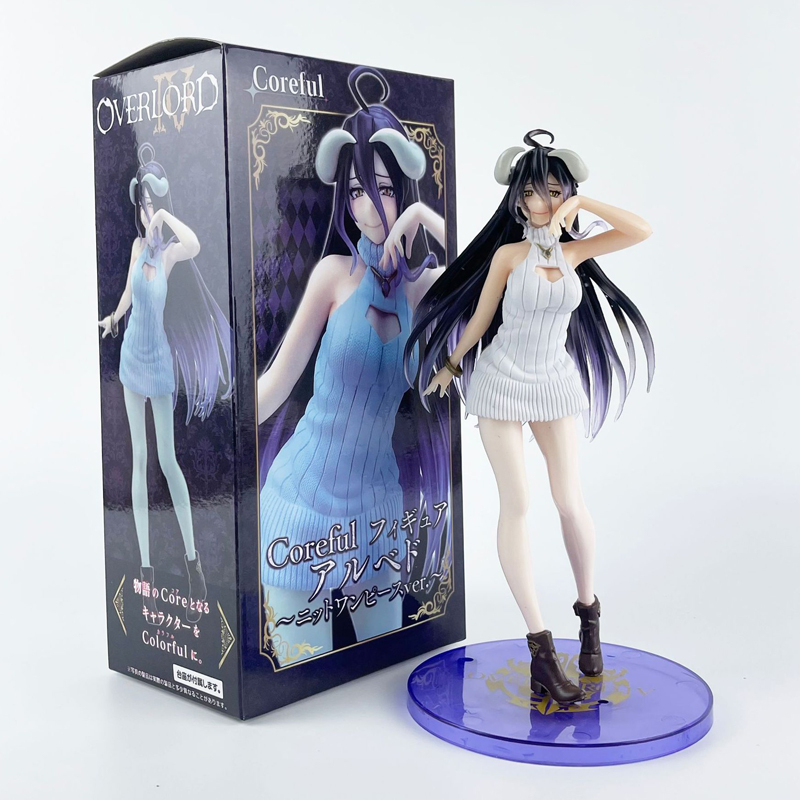 21cm Japan Anime Overlord Figure Sweater Albedo Ainz Ooal Gown Pure White  Devil PVC Action Figures Model Collect FigurinesDoll Toys