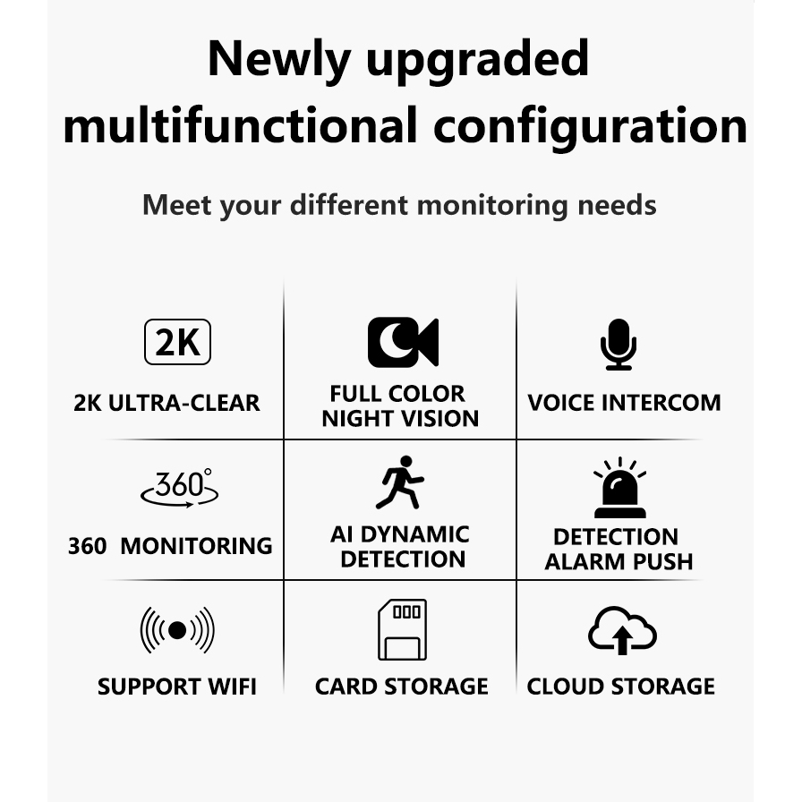360 2K FHD WiFi Camera CCTV IP Security IP66 Waterproof IR Night Vision ...