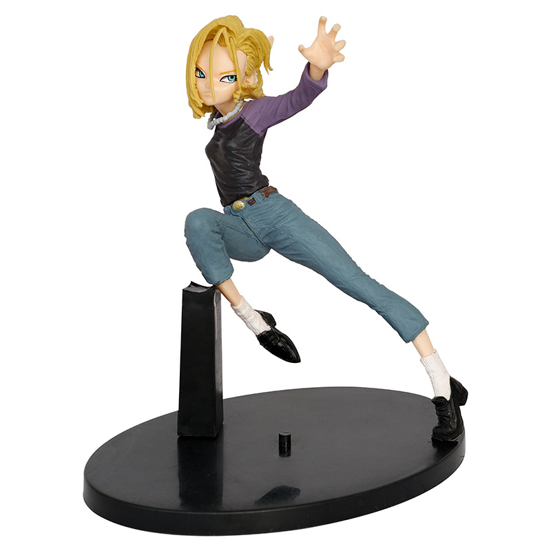 17.5cm Dragon Ball Anime Figure Android 18 Combat Status Statue Action ...