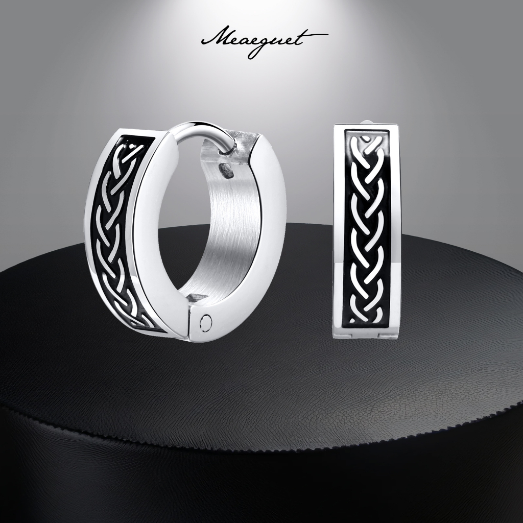 MG Retro Viking Earring For Men Silver Anti Allergic Stainless Steel