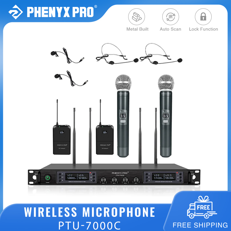 Phenyx Pro PTU7000C Wireless Microphone System Quad Channel Wireless