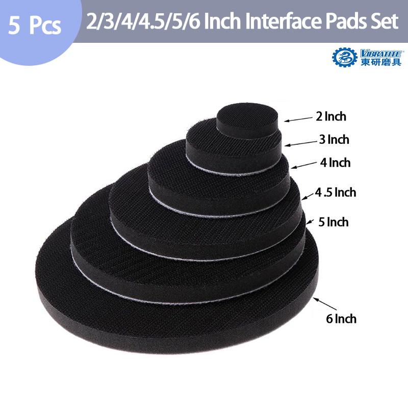 5 Pcs 2/3/4/4.5/5/6 Inch Soft Density Interface Pads Hook&Loop Sponge ...