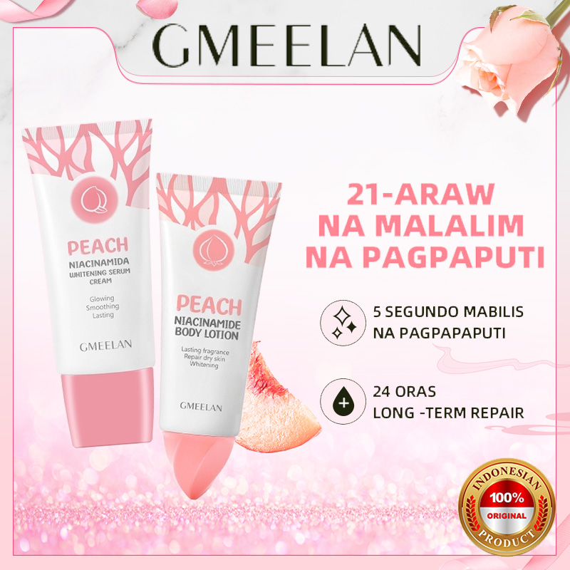 GMEELAN Peach Body Lotion Whitening Cream Niacinamide Serum 50g