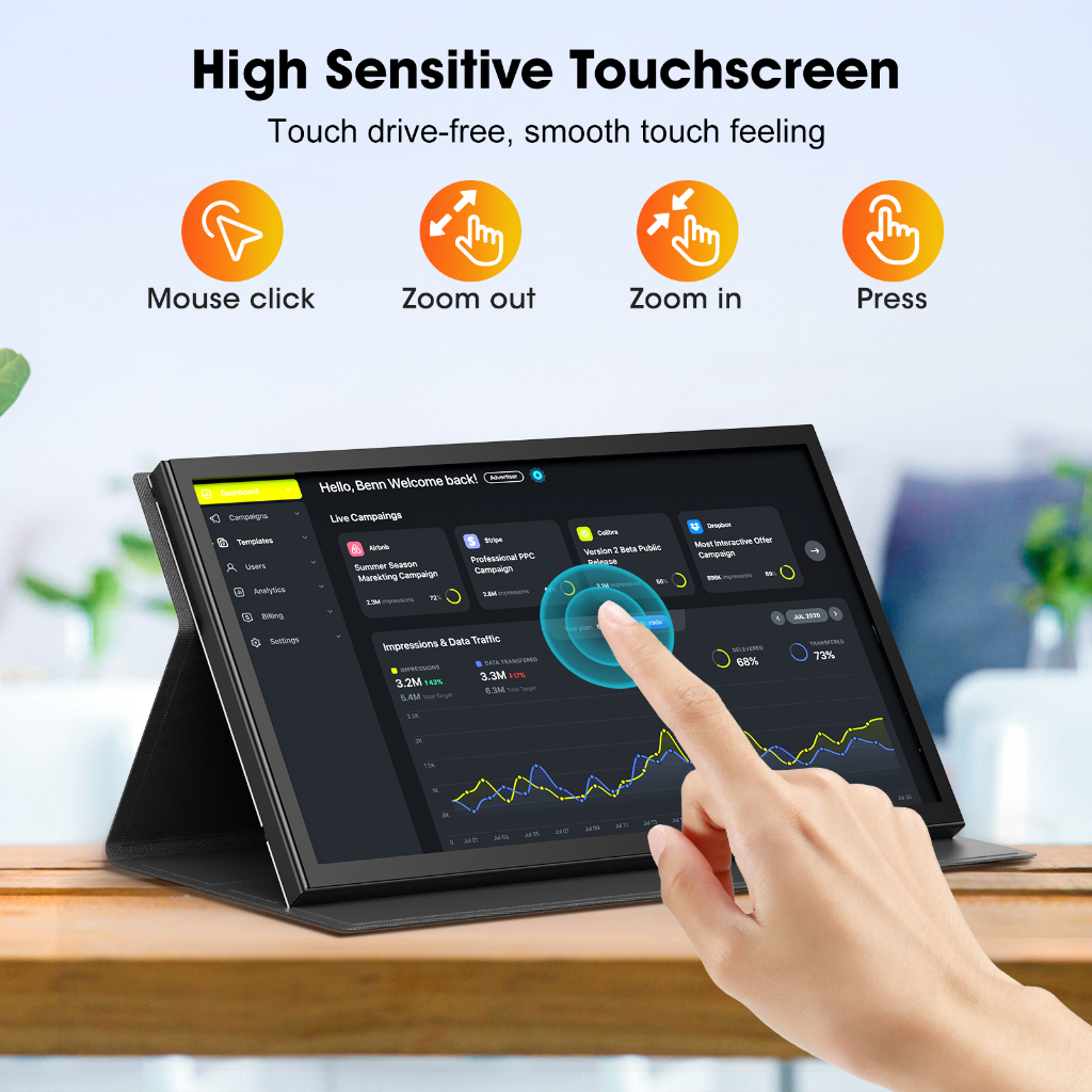 10 inch Touchscreen RasPi Display Screen 1024x600 IPS Capacitive HDMI ...