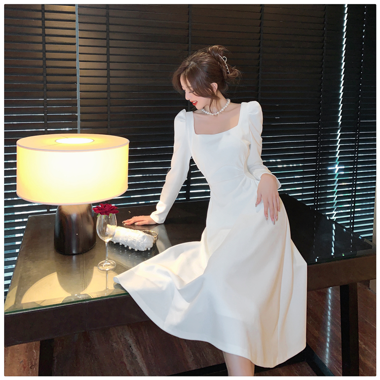 korean plain simple elegant civil wedding dress white plus size xL summer  sexy puff sleeve Fitted dress formal debut cocktail dress for teens dress  long dress for woman casual | Shopee Philippines