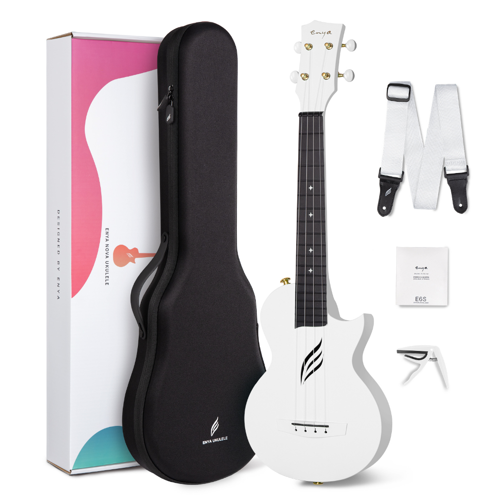 Carbon Fiber Concert Ukulele - Waterproof Travel Ukelele With Gig Bag & Accessories