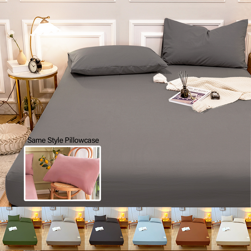 3 in 1 Queen Size Hotel Quality Bed Sheet Plain Garterized Bedsheet Set