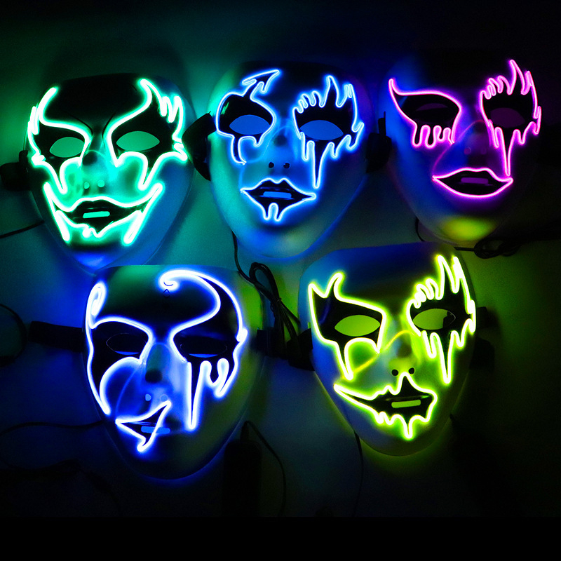 COLDPLAYHalloween LED Mask Neon Party Luminous Light Scary The Purge