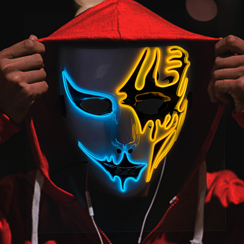 COLDPLAYCosplay the Up Wire Purge Mask Costume Halloween Light Scary