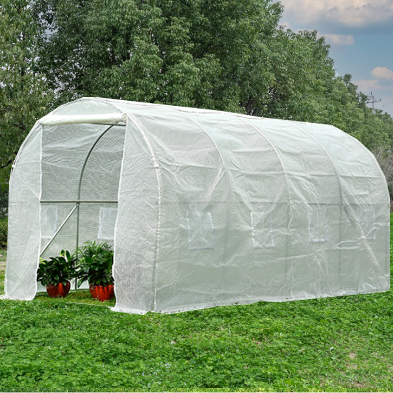 【Litgrow】Large White Walkin Tunnel Greenhouse Zipper Mesh Door with PE