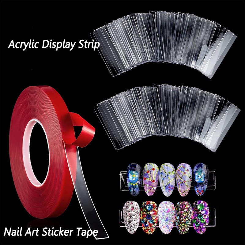 ANGNYA 50pcs Transparent Nail Art Tips Strip Display Stand Acrylic ...