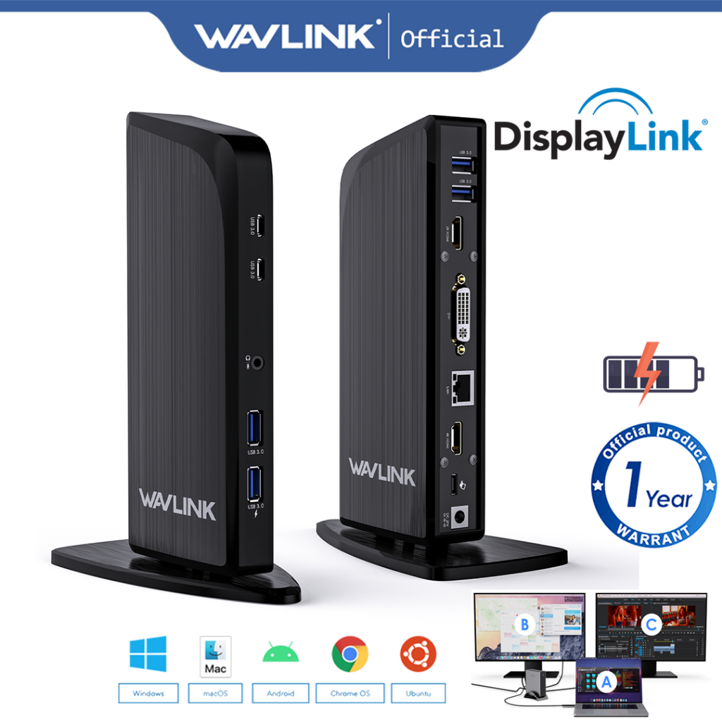 Wavlink Usb C Triple Display Universal Docking Station With Power