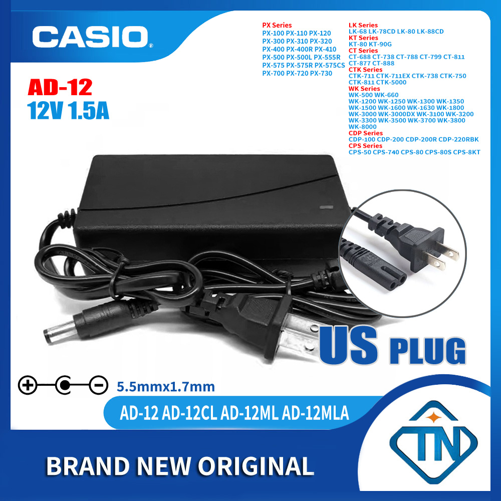 12V 1.5A AD 12 AC Adapter Power Charger for Casio CTK 711 EX CTK 731 CTK 738 CTK 750 CTK 811 EX CTK 5000 Casiotone Keyboard Electronic Piano Shopee Philippines