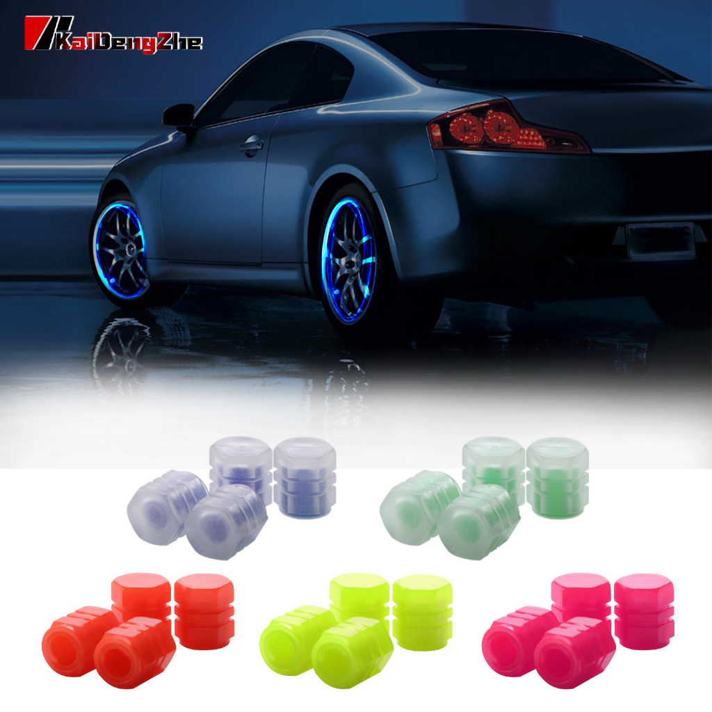 4Pcs Universal Fluorescent Luminous Tire Valve Stem Covers Car Tire
