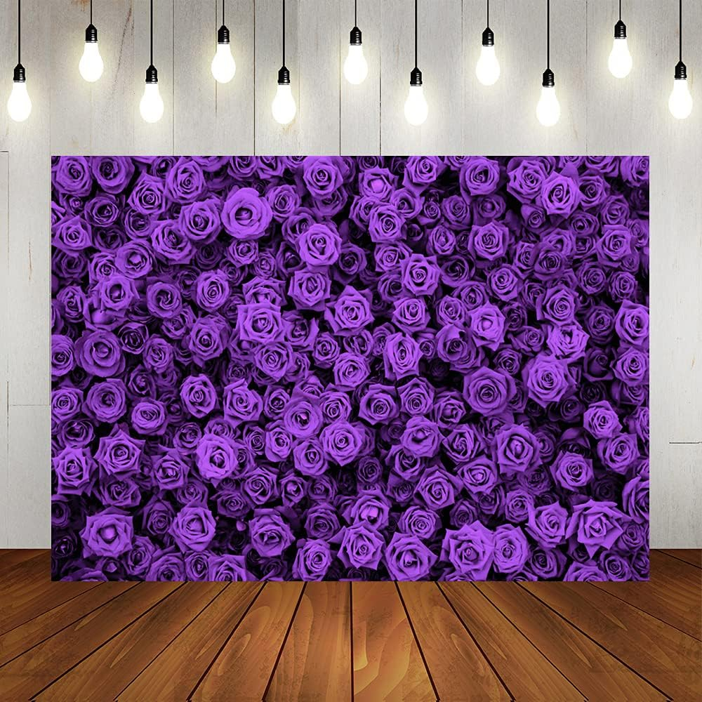7x5ft Purple Rose Floral Wall Photography Backdrop Rose Flowers Weeding ...