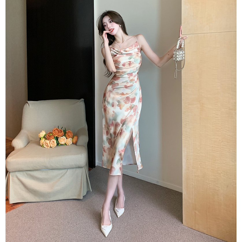 korean sexy black halter backless beach dress for women plus size xl summer  floral off shoulder long Fitted dress with slit side debut cocktail dress  for teens aesthetic dress | Shopee Philippines
