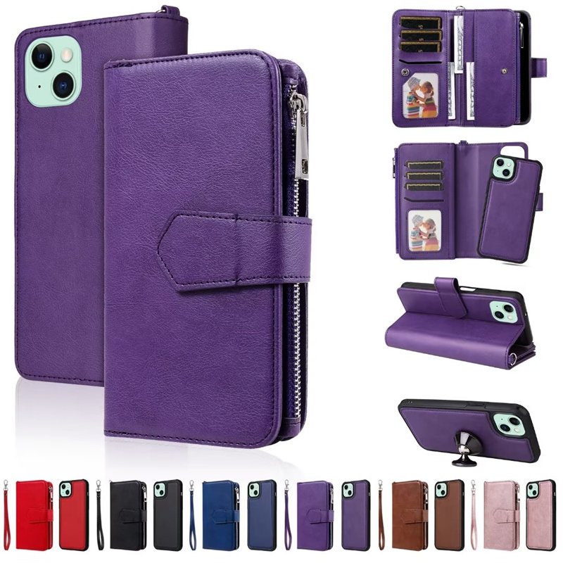 Casing For iPhone 14 15 Plus Pro Max Luxury Leather Flip Stand Case ...