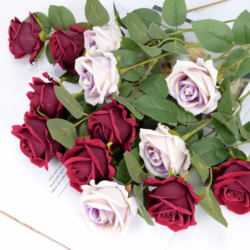 15PCS High Quality Velvet Rose Fake Rose Fake Flowers Artificial Flower