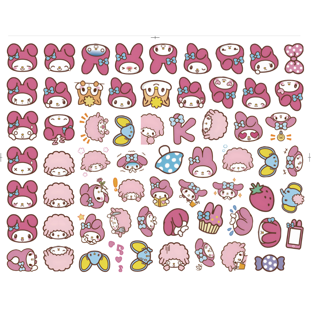 Sanrio Sticker 60pcs Stickers Waterproof Sticker Paper Aquaflask