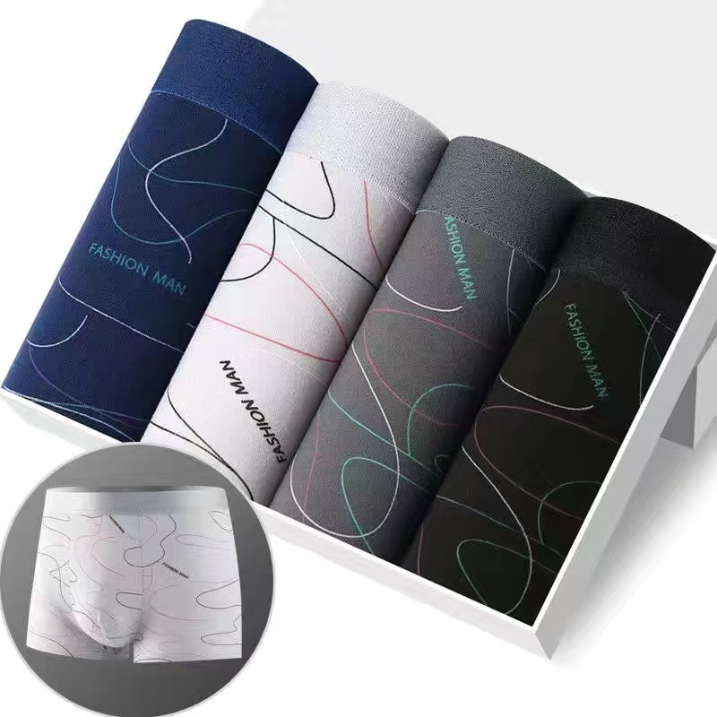 4PCS Breathable Boxers Plus Size Men Antibacterial Underwear Underpants ...
