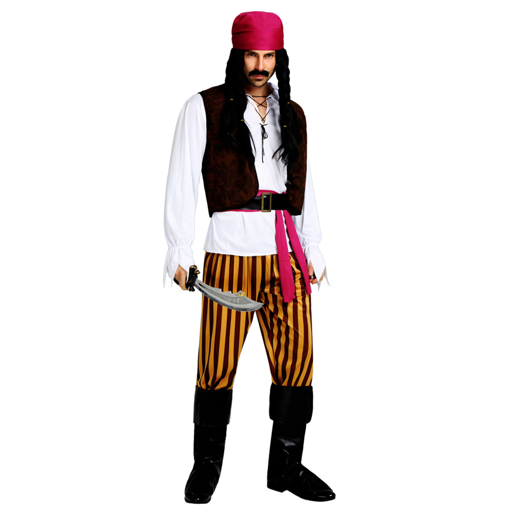 Pirate Costume Cosplay Men's Pirate Clothes Role Play Adult Halloween ...