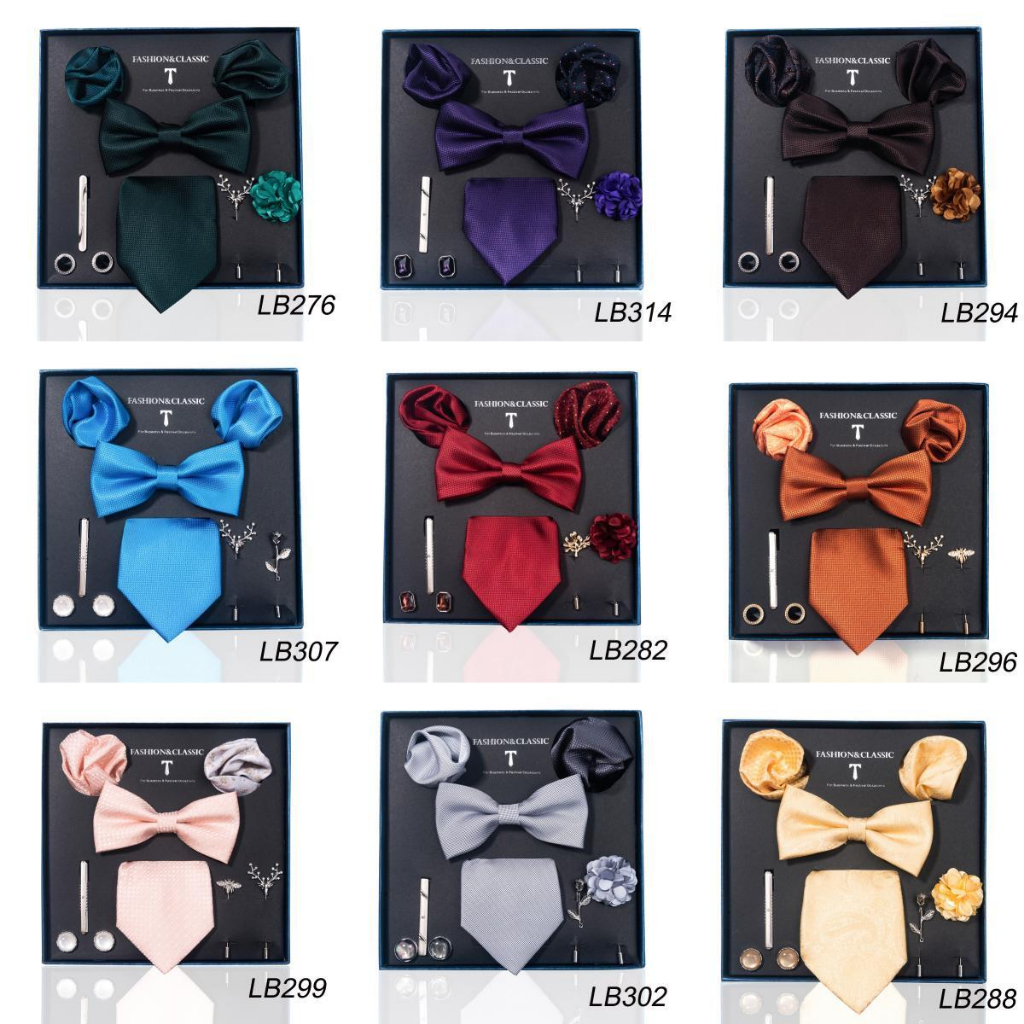 Highend Wedding Wedding Groom Tie Pocket Square Corsage Gift Box Set