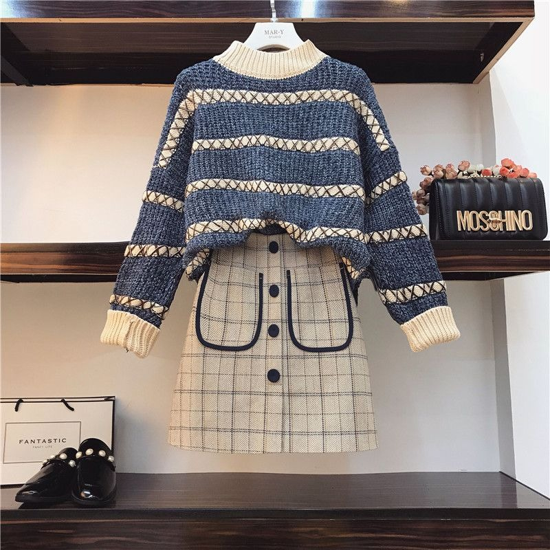 Red Argyle Sweater Leather Skirt Suit Korean Vintage Knitted Spring Top  Long Sleeve Harajuku Sweaters Autumn for Women Tops Oversized Clothing  Loose