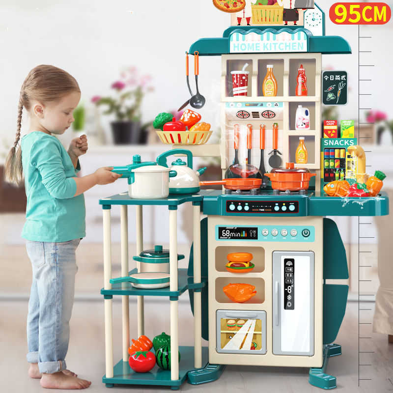 95CM kitchen toys set for girls big size real steam working mini ...