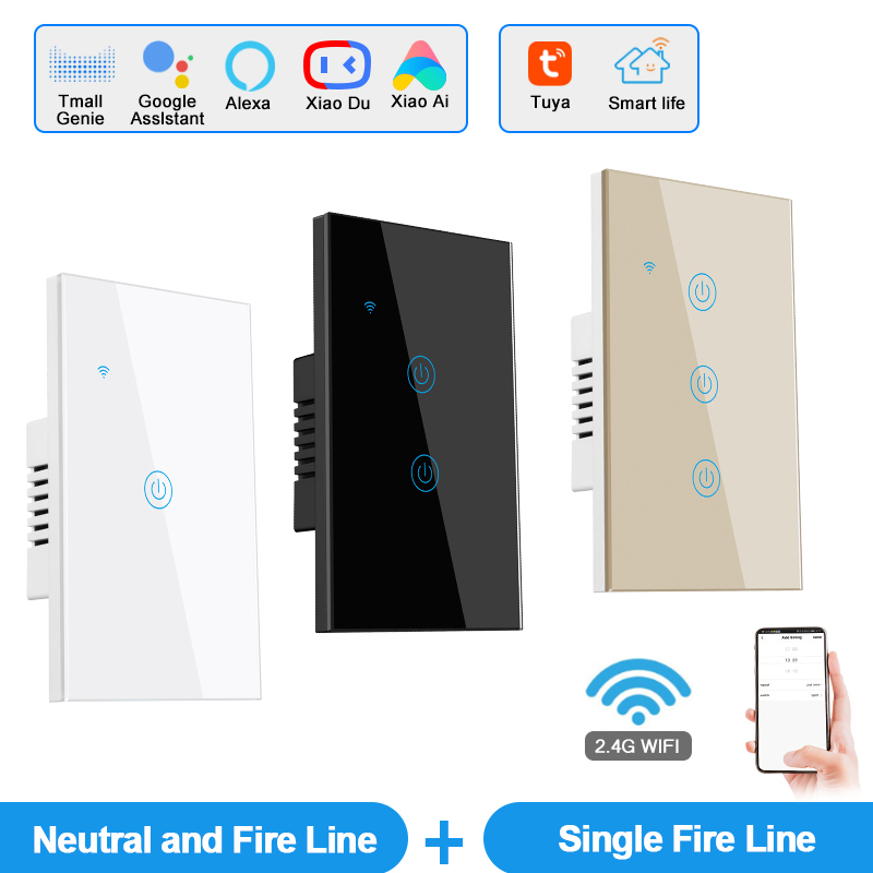 【WiFi+Bluetooth】wall smart switch high-strength tempered glass material ...