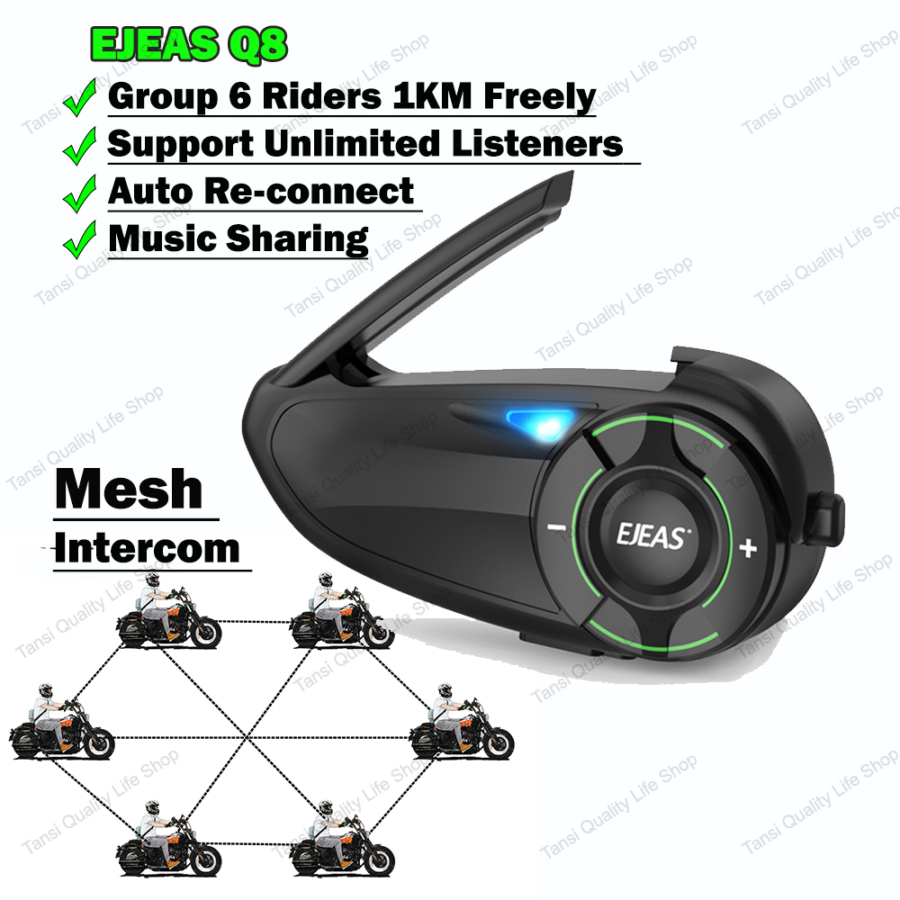 New Ejeas Q Motorcycle Mesh Intercom Auto Re Connect Bluetooth Km Group Riders