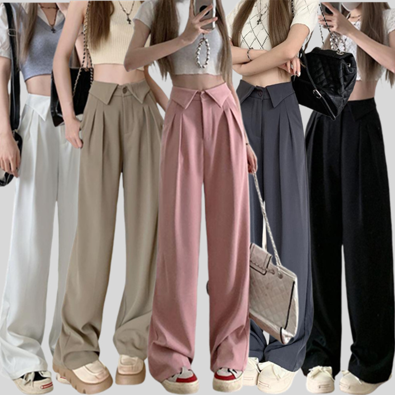 Women Plus Size High Rise Korean Formal Pants- Black