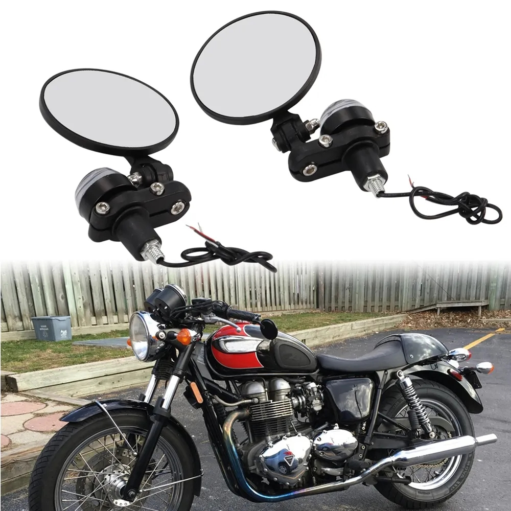 Motorcycle Bike 22mm 7 8 Handlebar End Mirrors Rearview Side Mirror