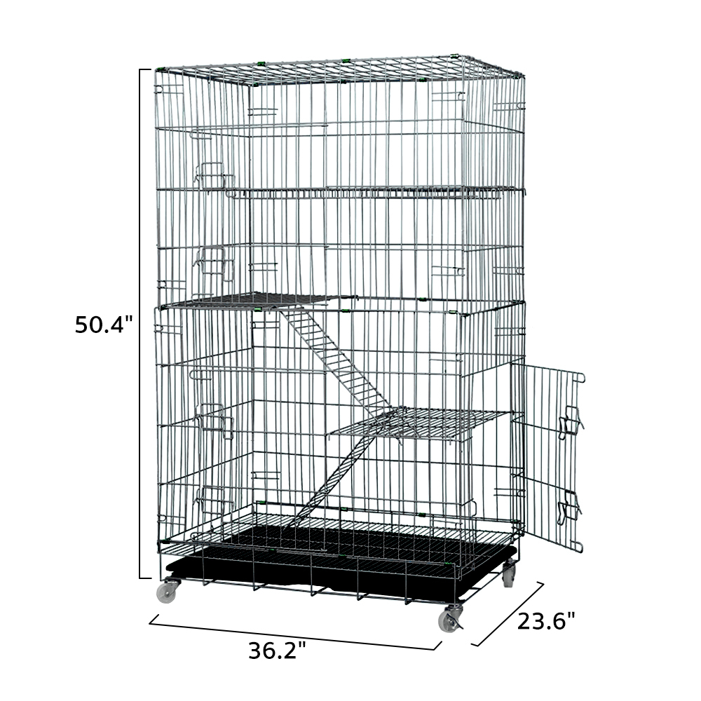 【Ready Stock】Collapsible Cat Cage 2/3/4 Layers With Wheels Big Pet Cage ...