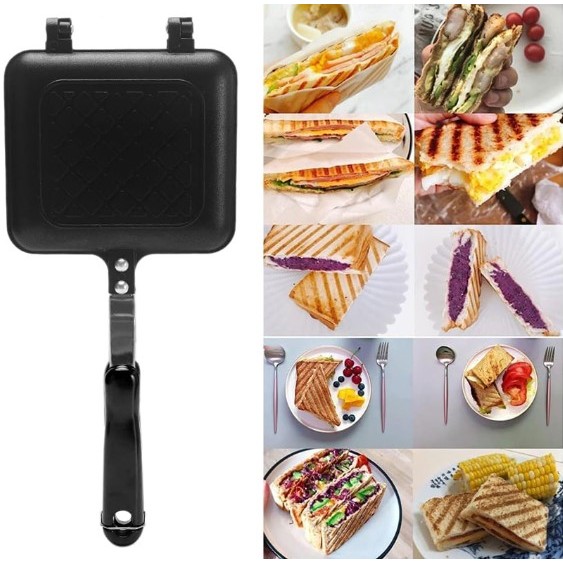 Sandwich Maker DoubleCoated Toasted Breakfast Maker NonStick Sandwich Grill Pan For Gas Stove