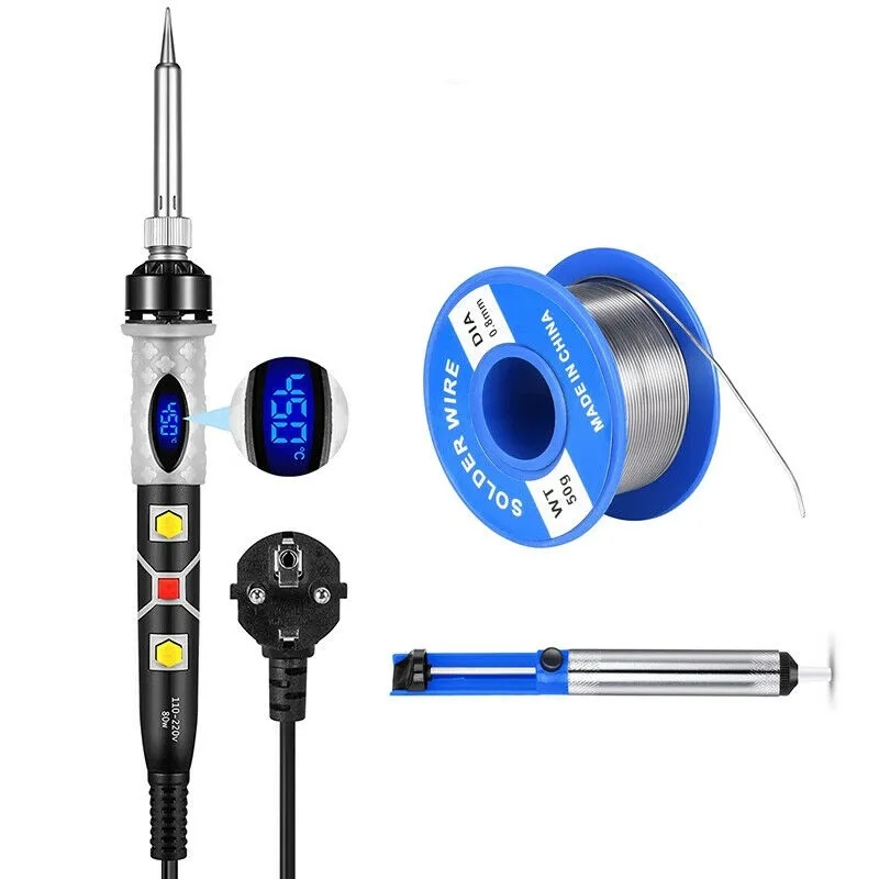 Soldering Iron 80W Adjustable Temperature Electric Solder Iron Rework ...