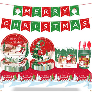 Christmas Tree Santa Claus Paper Plates Party Supplie Plates and