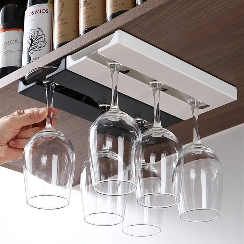 Kitchen Organizer Wine Glass Holder Wallmounted Under Shelf or