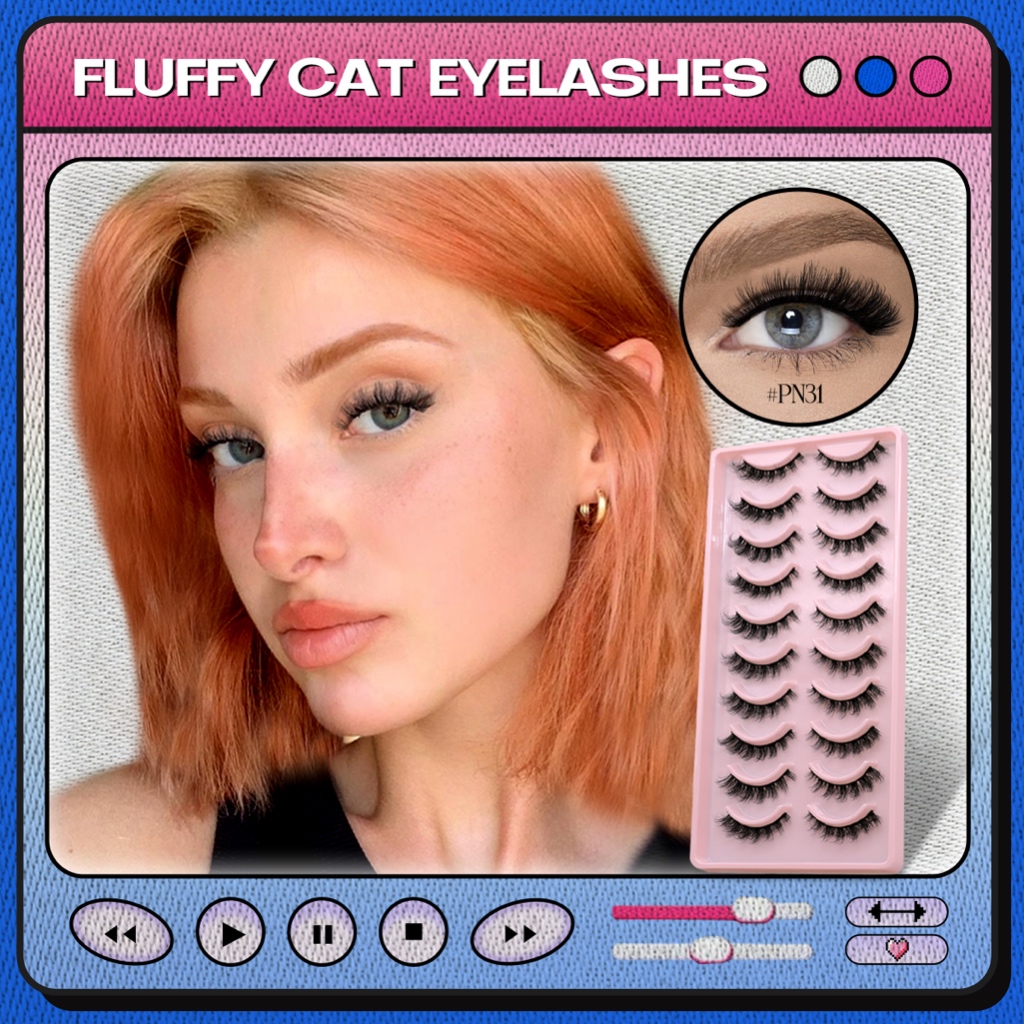 GROINNEYA Eyelashes 3D Natural False 10 pairs Lashes Fluffy Wispy ...