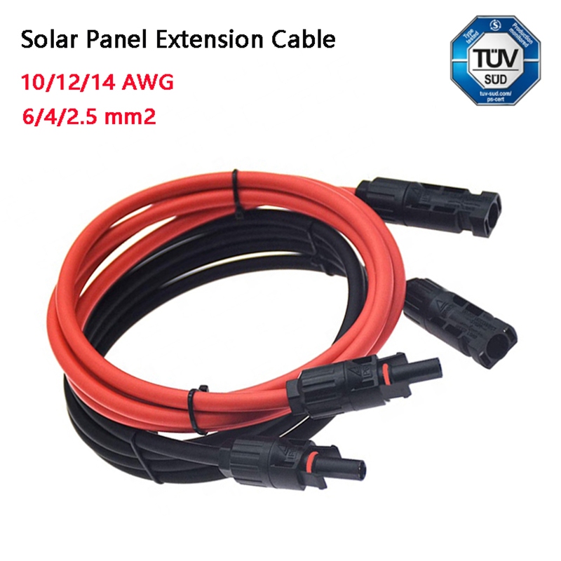 1 Pair Red Black Solar Panel PV Extension Cables With MC4 Connector 1M ...