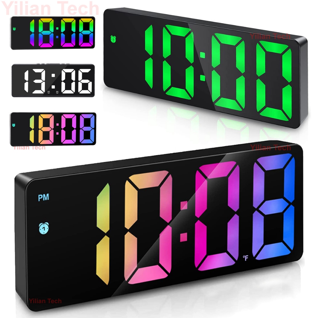 Digital Alarm Clock LED Electronic Clock Snooze Temperature Adjustable