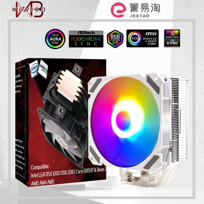 Wovibo 4 Heat pipes CPU Cooler 120mm RGB ARGB Cooling Fan Ventilateur ...