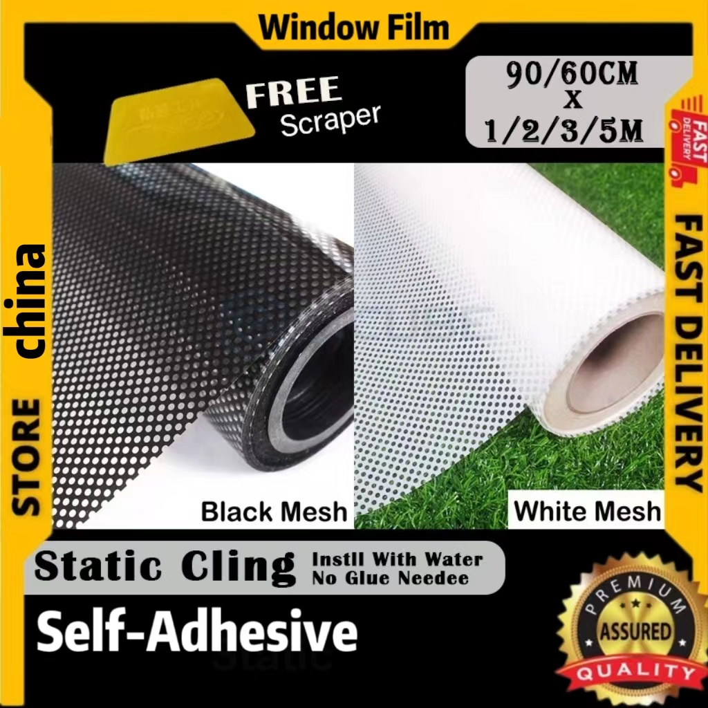 Self-adhesive Glass Window Sticker Mesh Film Black White Dotted ...