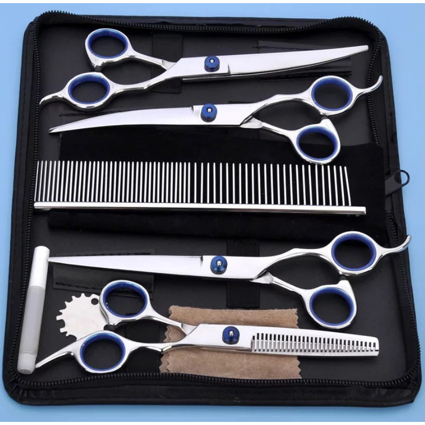 Pet Grooming Scissors Kit 6 Pcs Curved Dog Cat Grooming Scissors Pet