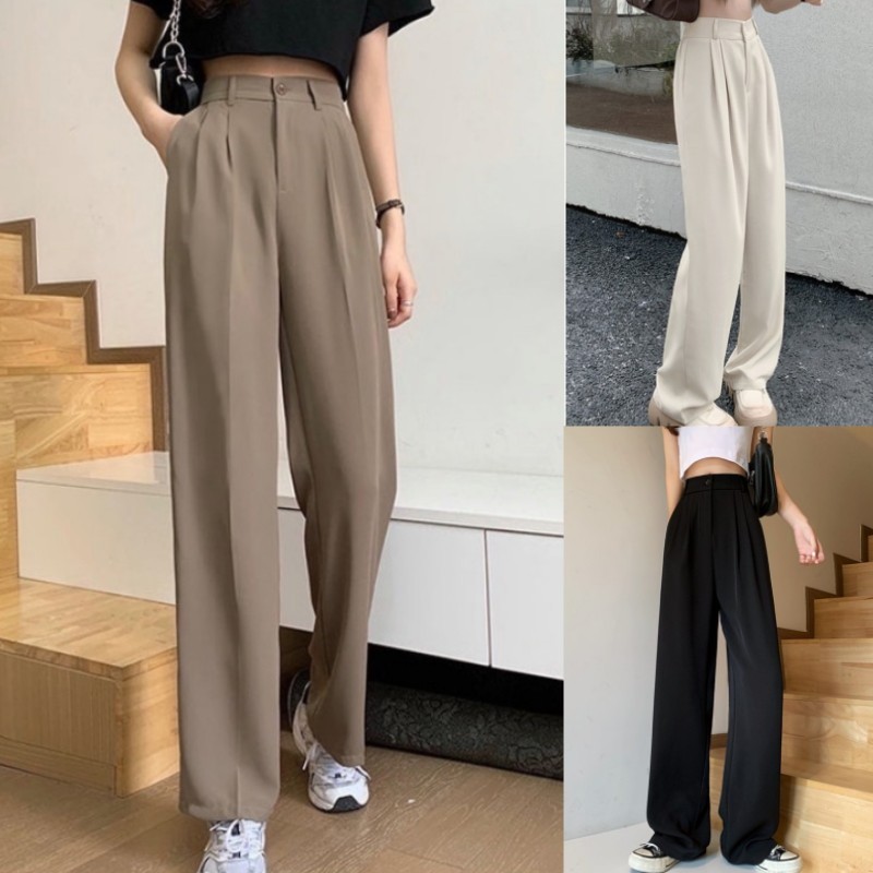 GDTIMA Fashion Korean Edition Trousers For Women High Waist Wide Leg ...