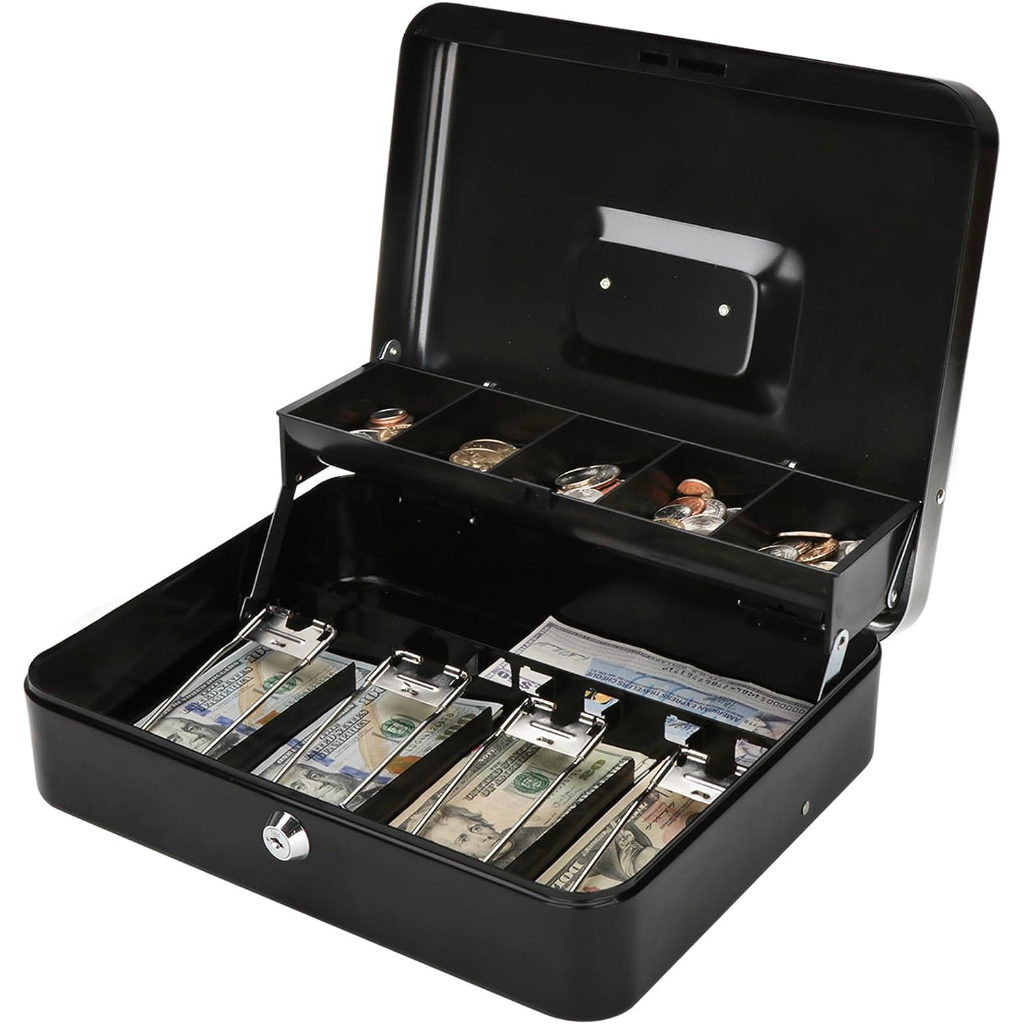 1pc, Locking Cash Box with Key Lock and Money Tray, Large size,Money ...