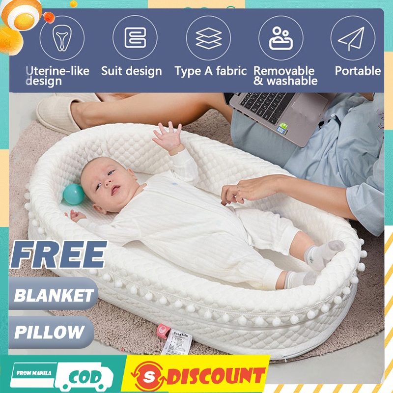 Foldable Crib for Baby Cotton Baby Bed With Pillow And Quilt