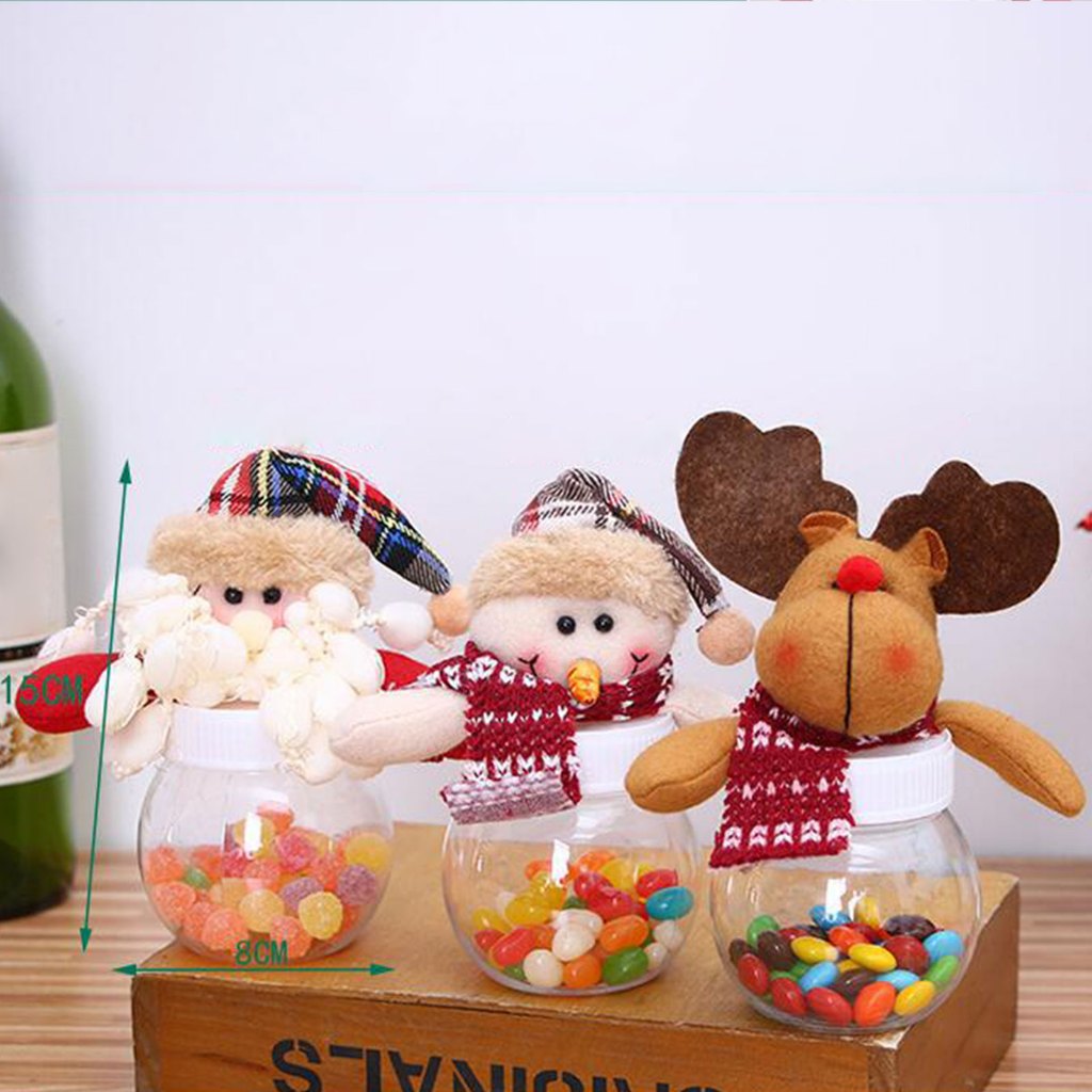 Christmas Cookie Jar Plastic Candy Jars Decorative Storage Bottles for