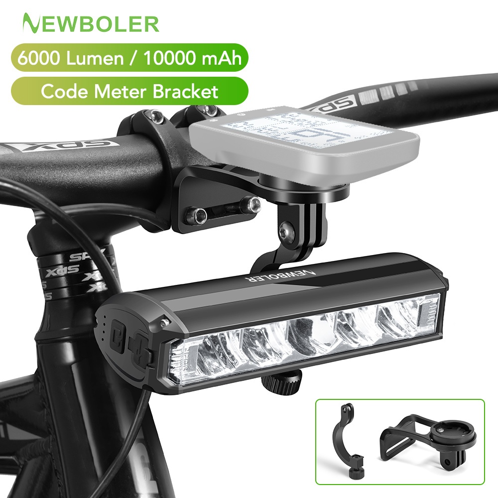 Newboler 10000mAh Bike Light Hoisting Headlight 6000 Lumens Type-C Charging  Bicycle Light IPX6 Waterproof Cycling Front Lamp Bicycle Accessories