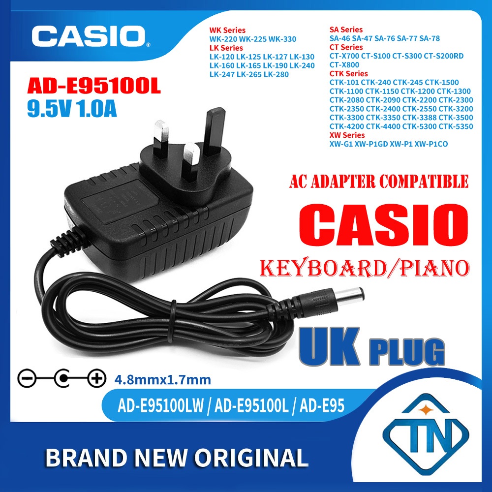 9.5V 1A AD E95100L Power Supply Adapter for Casio CTK 101 CTK 240 CTK 245 CTK 1500 CTK 2080 Keyboard Electronic Piano Wall Charger Shopee Philippines